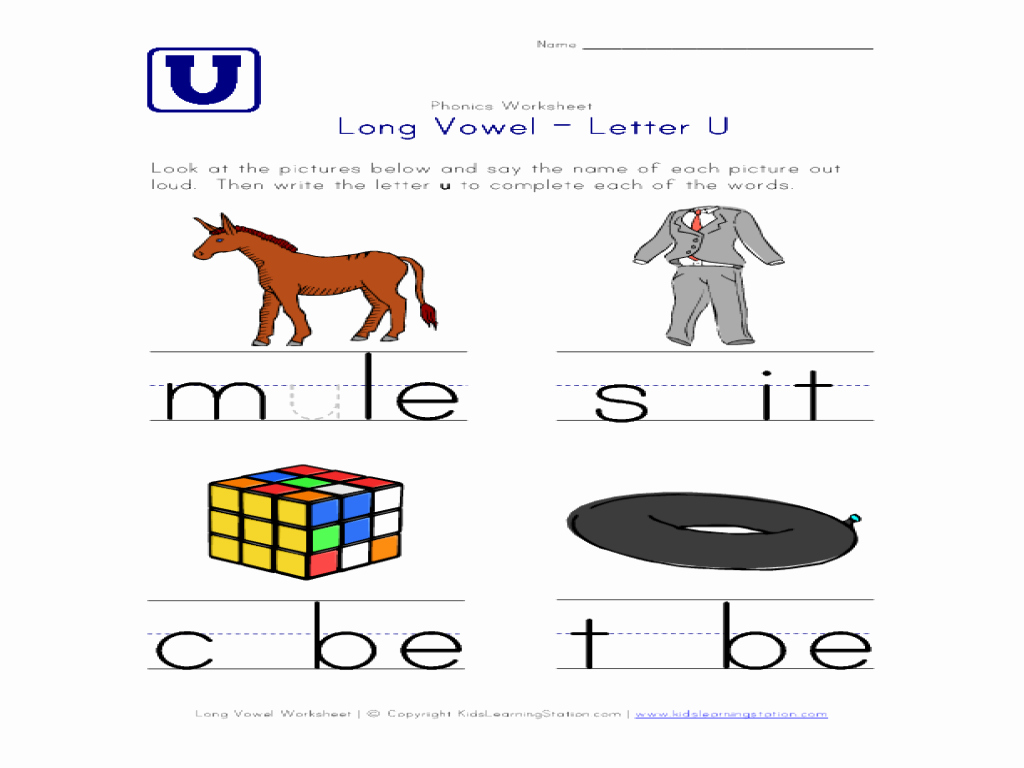 Long U sound Worksheet Luxury Long Vowel Letter U Worksheet for Kindergarten 1st