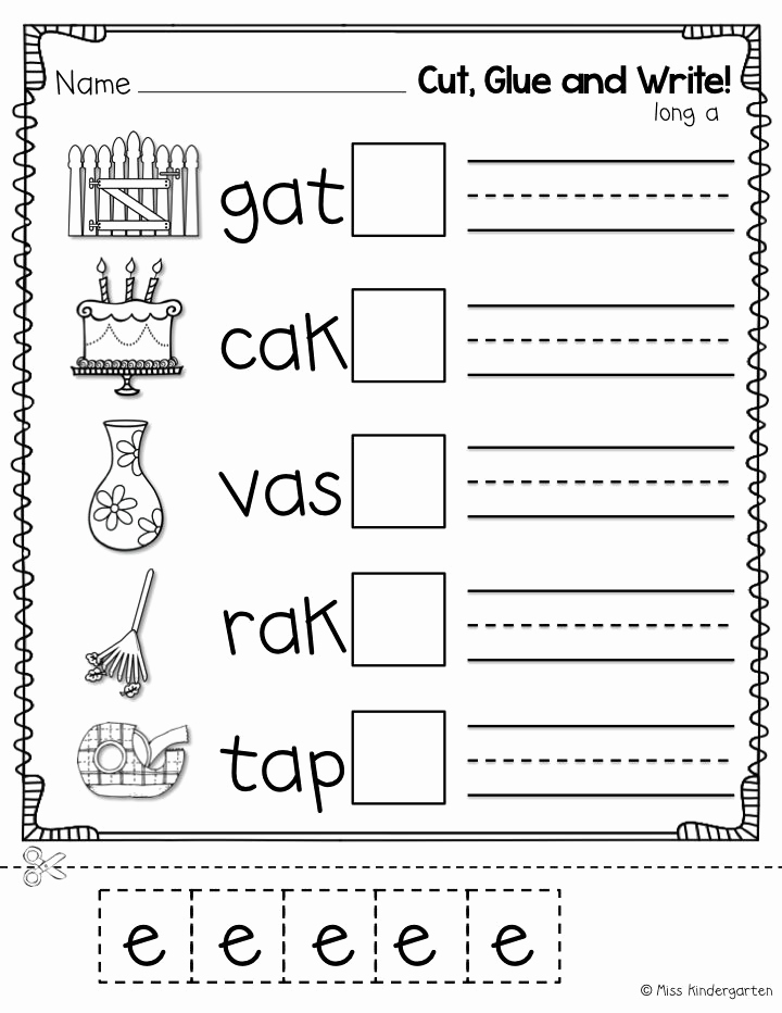 Silent E Worksheets For Kindergarten Printable Kindergarten Worksheets