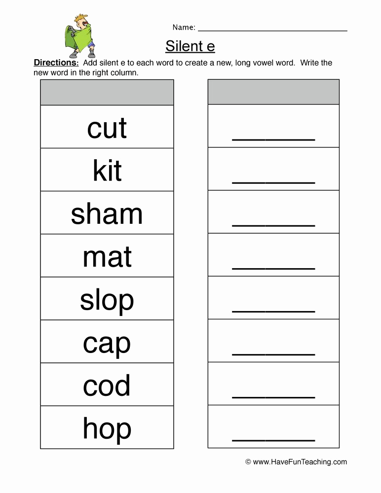 Long Vowel Silent E Worksheet Unique Silent E Worksheet 4