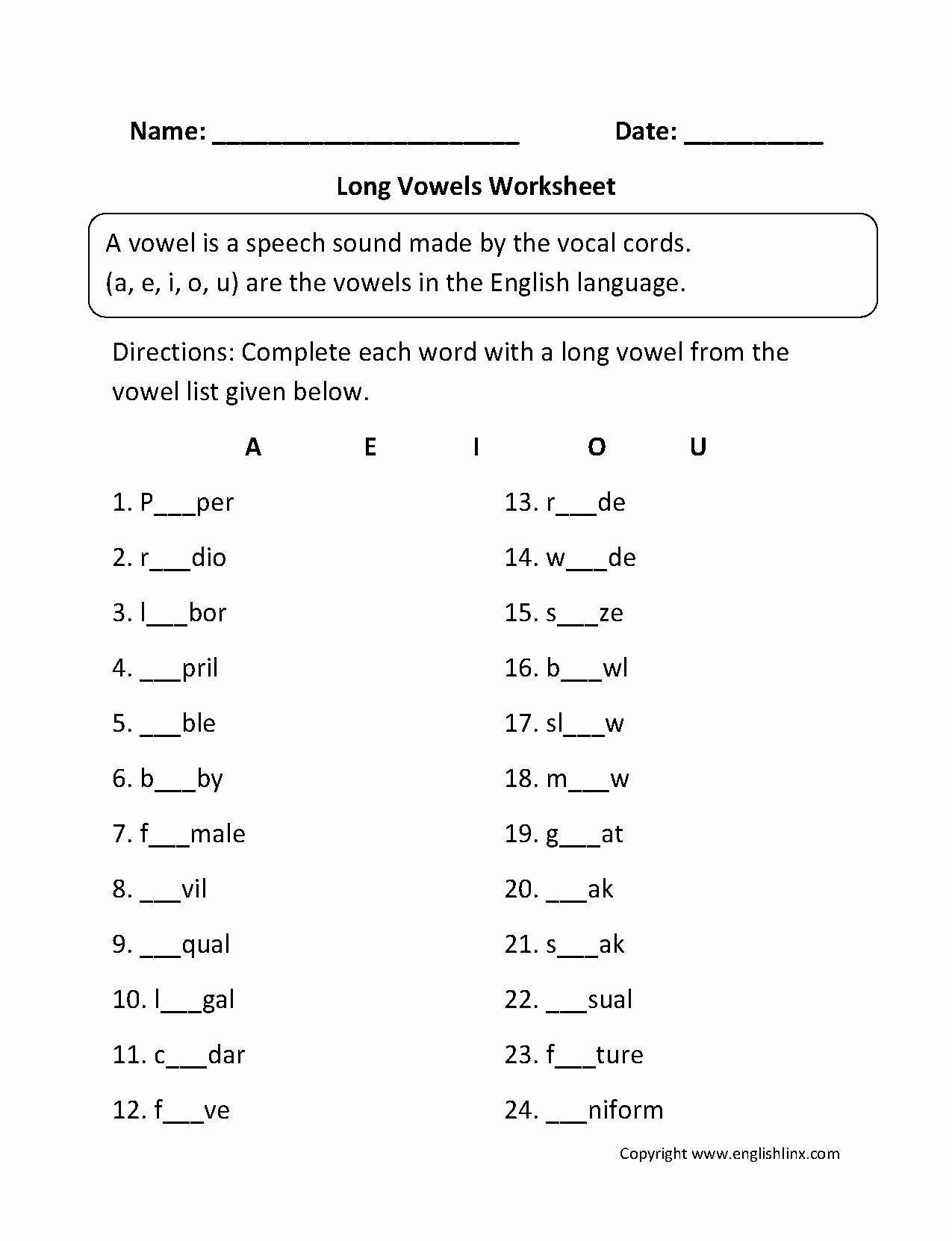 Long Vowel Worksheets Pdf Beautiful Vowel Worksheets