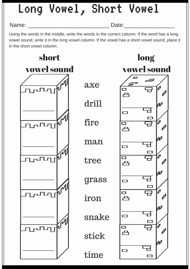 Long Vowel Worksheets Pdf Elegant Long Vowel Short Vowel Categorizing Worksheet – Miniature