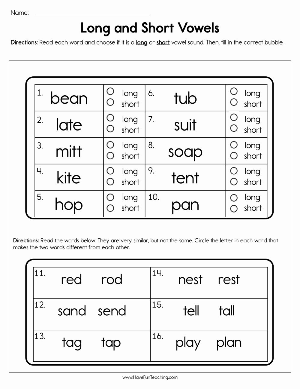 Long Vowel Worksheets Pdf New Short Vowels List Letter