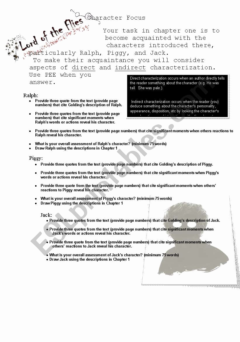 Lord Of the Flies Worksheets Unique Lord Of the Flies Esl Worksheet by Fazmina