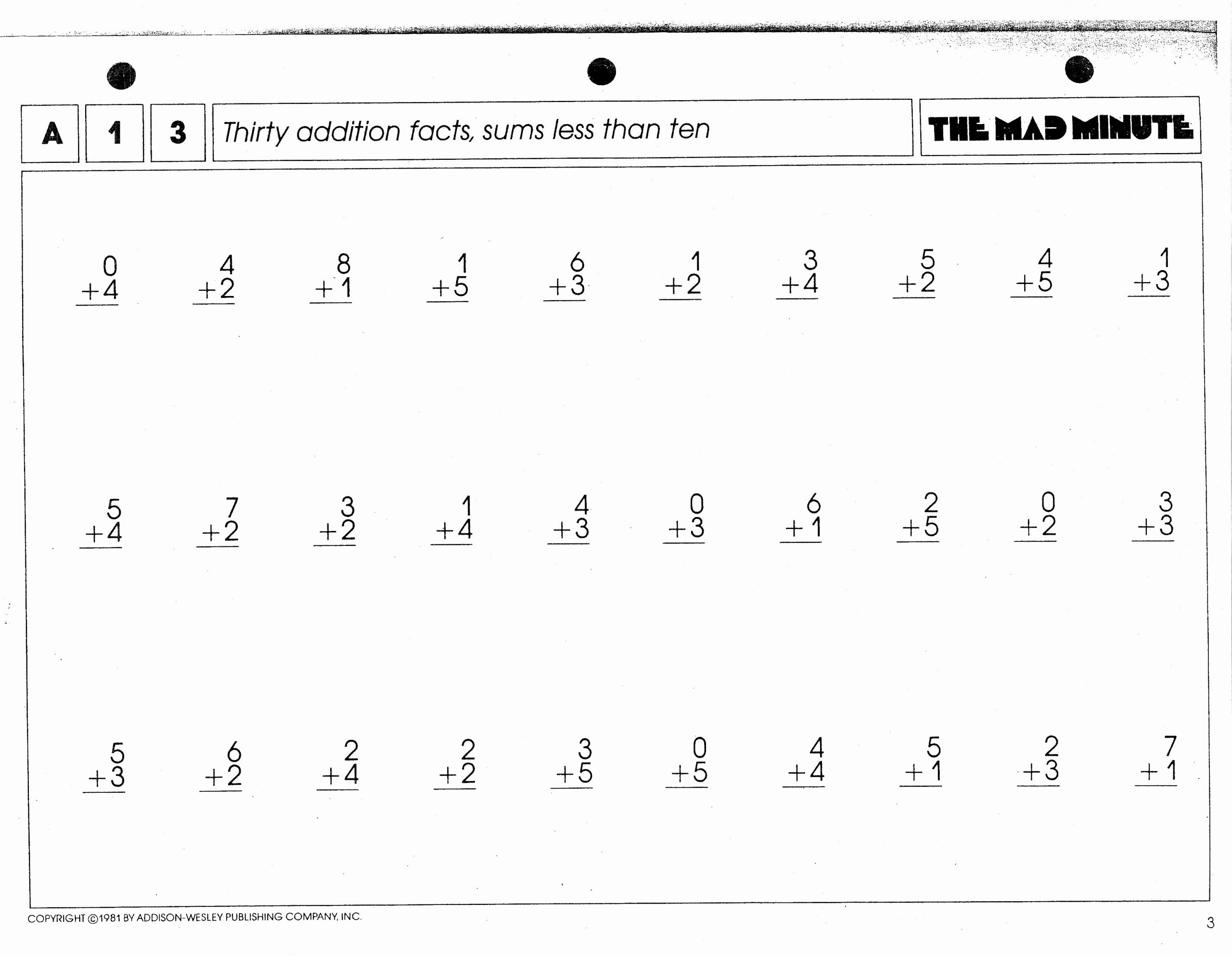 Mad Minute Subtraction Worksheets Unique Mad Minute Addition Sheet Picture