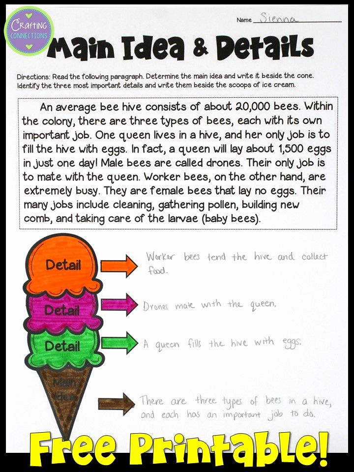 Main Idea and Details Worksheet Lovely Main Idea Anchor Chart Free Worksheet Included