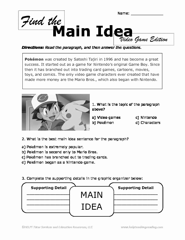 Main Idea and Details Worksheet Unique 14 Best Of Main Idea Worksheets Grade 5 Main Idea