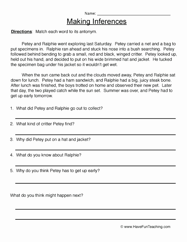 Making Inferences Worksheets 4th Grade Awesome 25 Making Inferences Worksheet 4th Grade