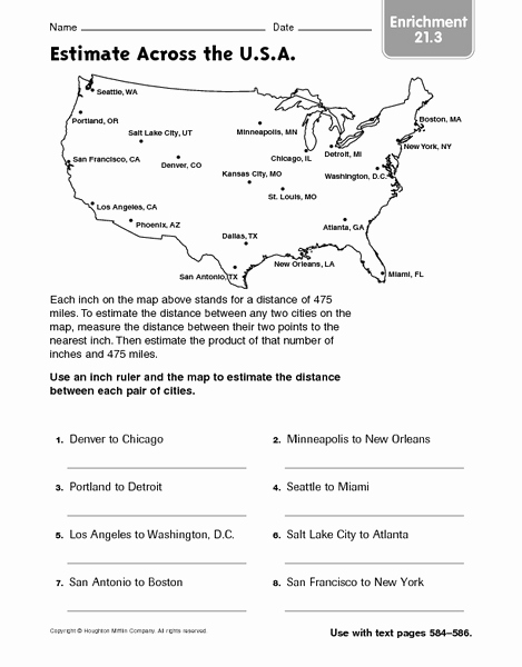 Map Scale Worksheet 4th Grade Awesome Using Map Scale Worksheets