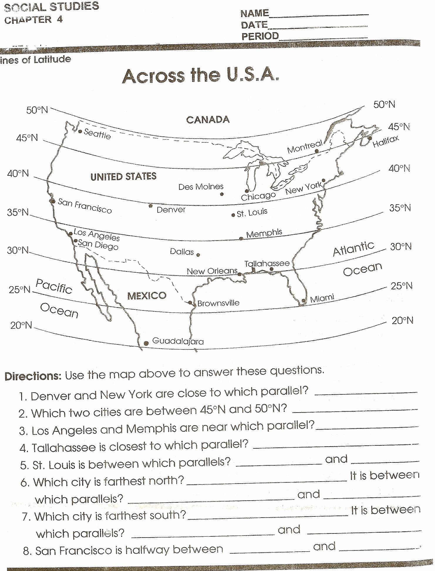Free Map Scale Worksheets Printables