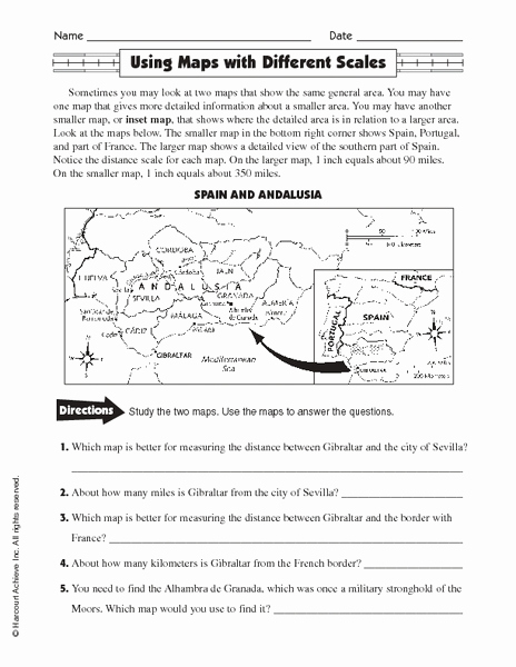 Map Scale Worksheet 4th Grade Unique Using Maps with Different Scales Worksheet for 5th 6th