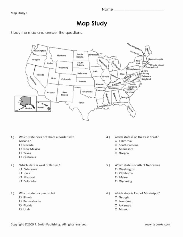 Map Skills Worksheets Answers Elegant Map Study Worksheet for 3rd 4th Grade