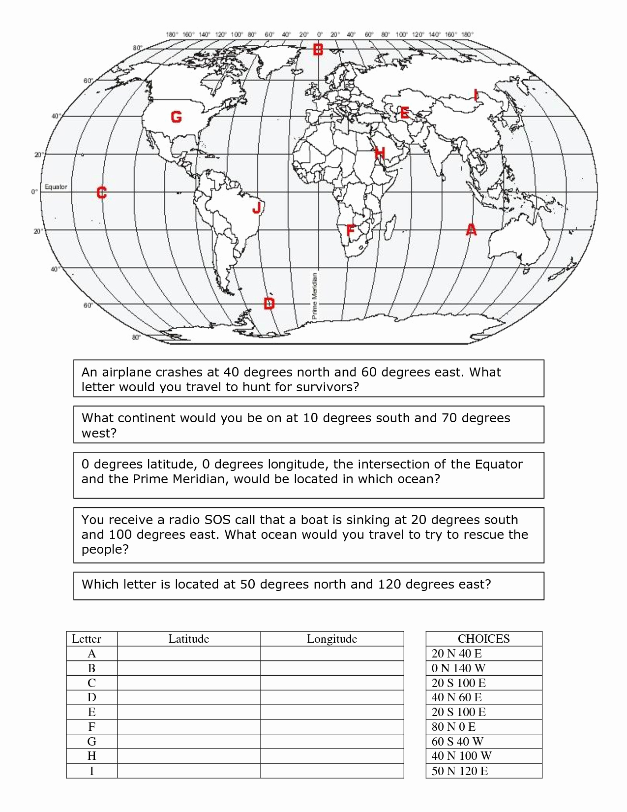 Map Skills Worksheets Answers Luxury Longitude and Latitude Worksheet