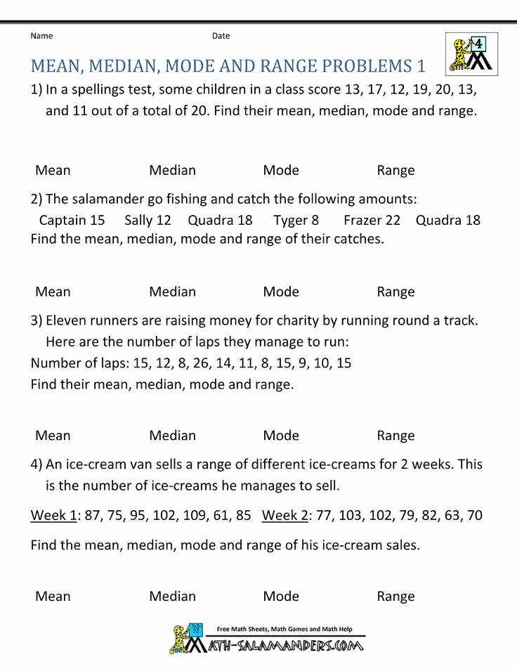 Mean Mode Median Worksheets Fresh Mean Median Mode Range Worksheet