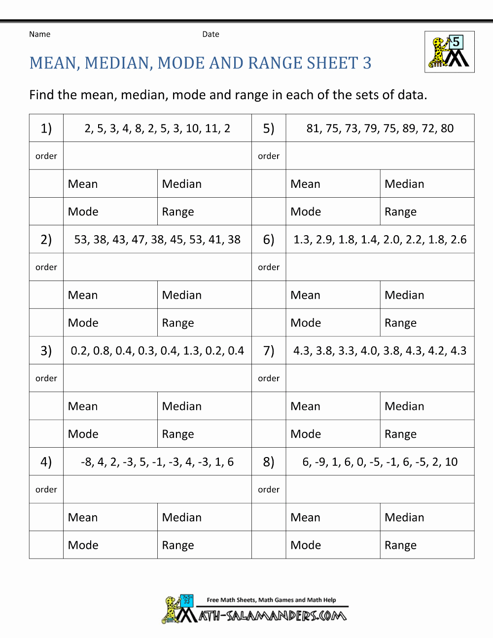 Mean Mode Median Worksheets New 30 Mean Median Mode Worksheet Worksheet Project List