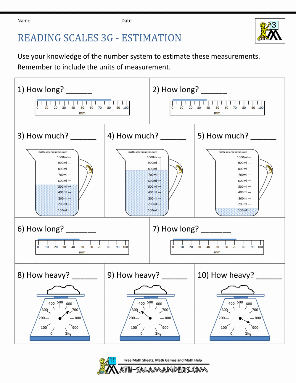 Measurement Estimation Worksheets Elegant 3rd Grade Measurement Worksheets