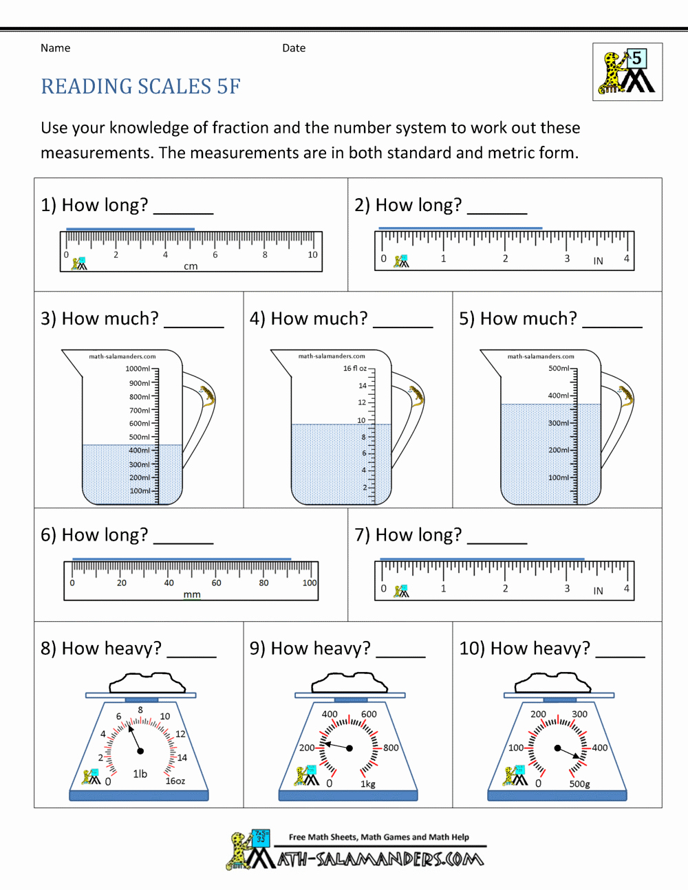 Measurement Estimation Worksheets Inspirational 5th Grade Measurement Worksheets