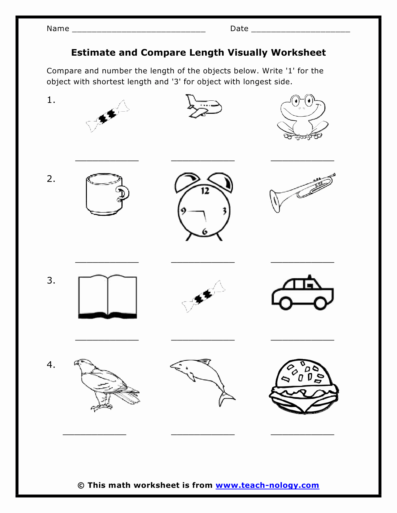 Measurement Estimation Worksheets Lovely Estimate and Pare Length Visually