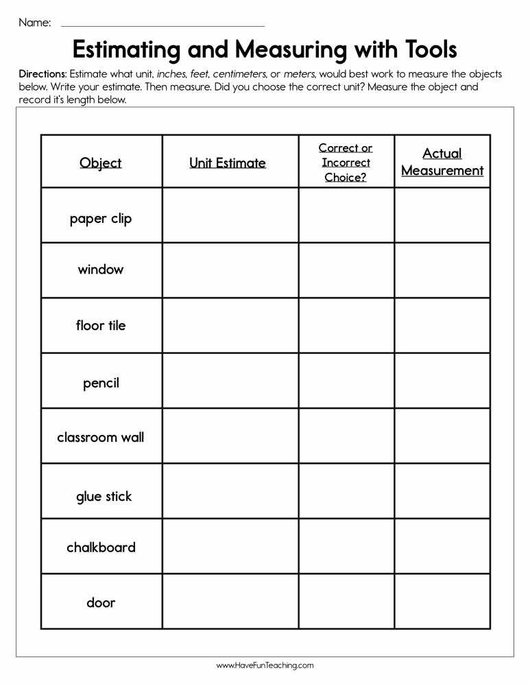Measurement Estimation Worksheets Lovely Third Grade Measurement Resources