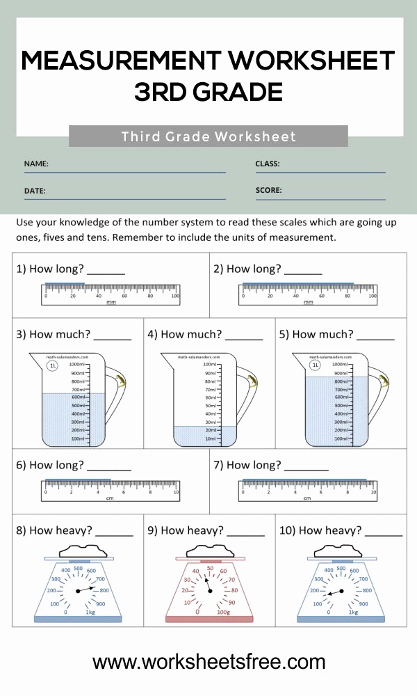 Measurement Worksheets for 3rd Grade Awesome Measurement Worksheet 3rd Grade 3