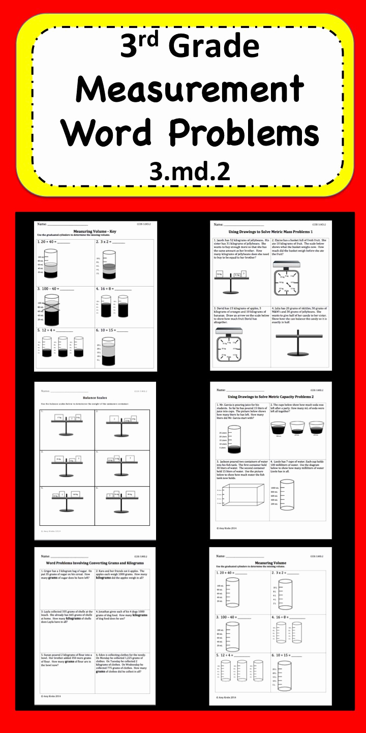 Measurement Worksheets for 3rd Grade Beautiful Measurement Word Problems for 3rd Grade Focusing On 3