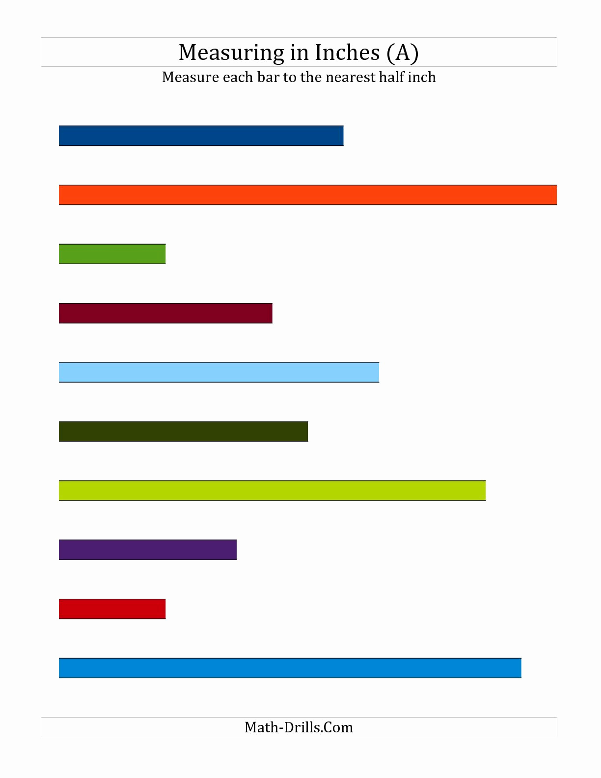 Measuring In Inches Worksheets Luxury the Measuring Length to the Nearest Half Inch A Math