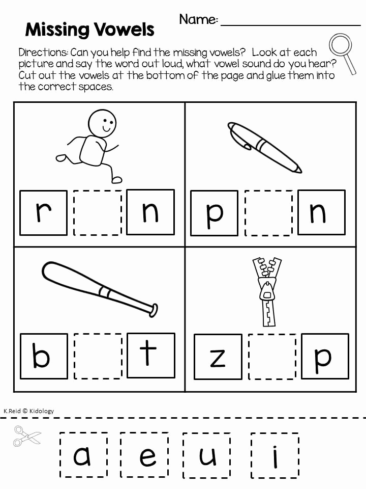 Medial sounds Worksheets First Grade New Middle sounds Worksheets for Kindergarten Phonics Vowels