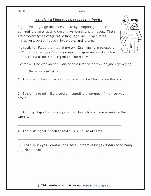 Metaphor Worksheet Middle School Unique Simile Metaphor Personification Worksheet Best Simile