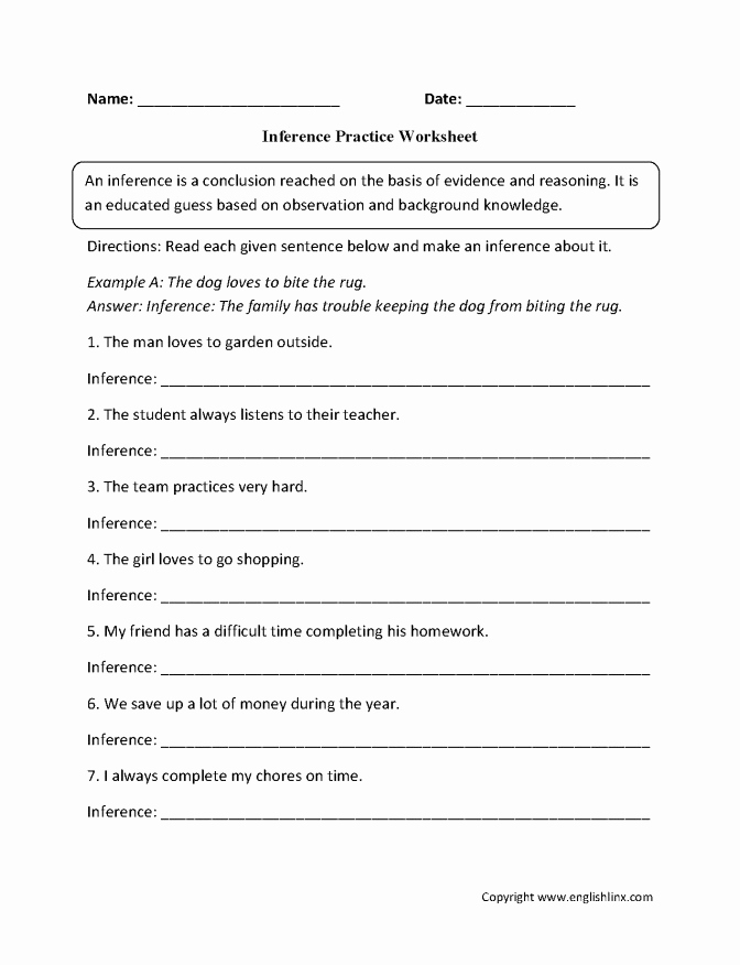 Practice 30 Professionally Middle School Inference Worksheets Simple