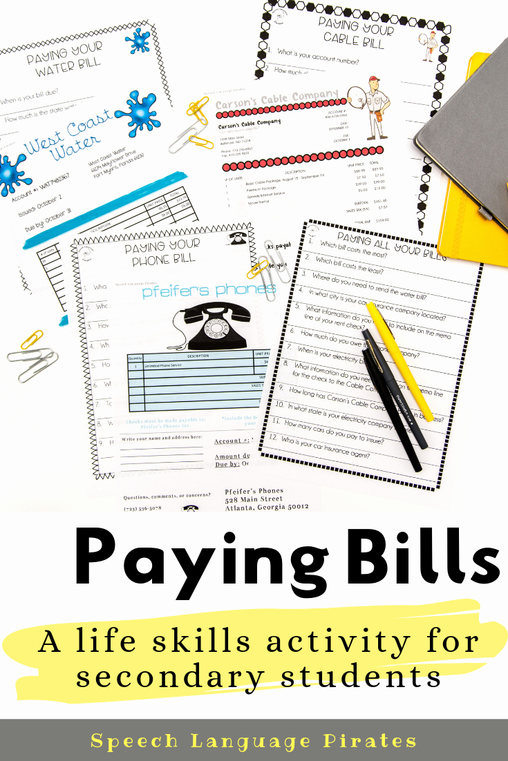 Middle School Life Skills Worksheets Luxury Paying Bills A Life Skills Activity for Secondary