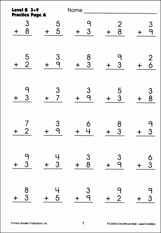 Minute Math Worksheets 1st Grade Unique 17 Best Of 1 Minute Timed Addition Worksheets