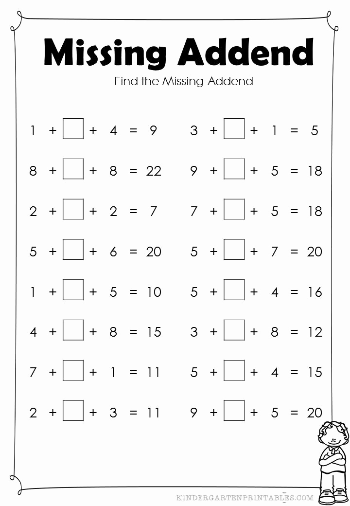 Missing Addend Worksheets Kindergarten Lovely 17 Best Images About Mathematics On Pinterest