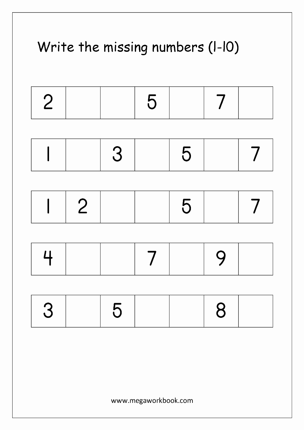 Missing Number Worksheets 1 10 Awesome 1 10 Missing Numbers Worksheet