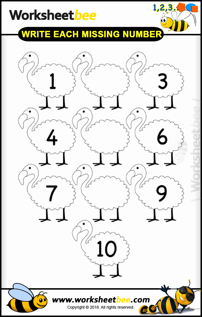 Missing Number Worksheets 1 10 Elegant Printable Worksheet for Kids About Write Each Missing