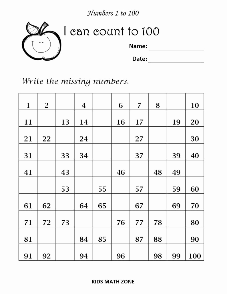 Missing Number Worksheets 1 10 Fresh Missing Numbers 1 to 100 10 Printable Worksheets Pdf