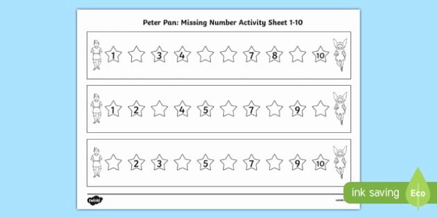 Missing Number Worksheets 1 10 Fresh Peter Pan Missing Number Worksheet Worksheet 1 10