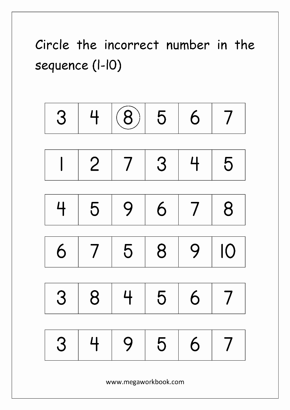Tutorial 30 Easily Missing Number Worksheets 1 10 Simple Template Design