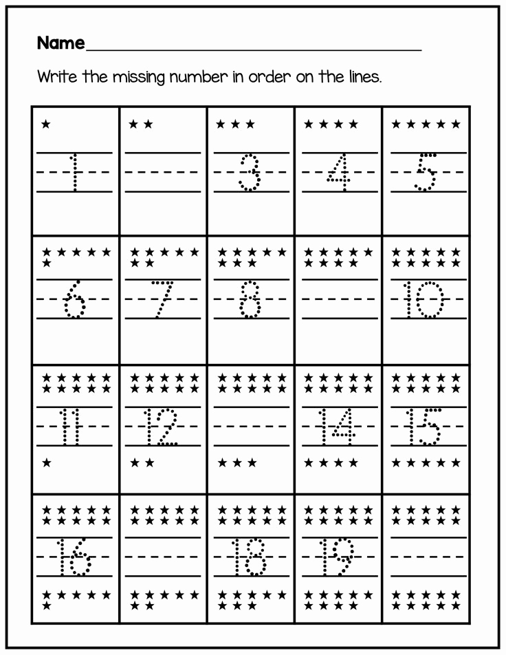 Missing Number Worksheets 1 20 Lovely Tracing Numbers 1 20 and Fill In the Missing Number In
