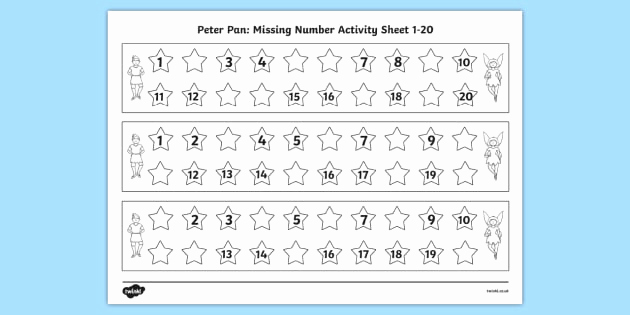 Missing Number Worksheets 1 20 Luxury Peter Pan Missing Number Worksheet 1 20 Teacher Made
