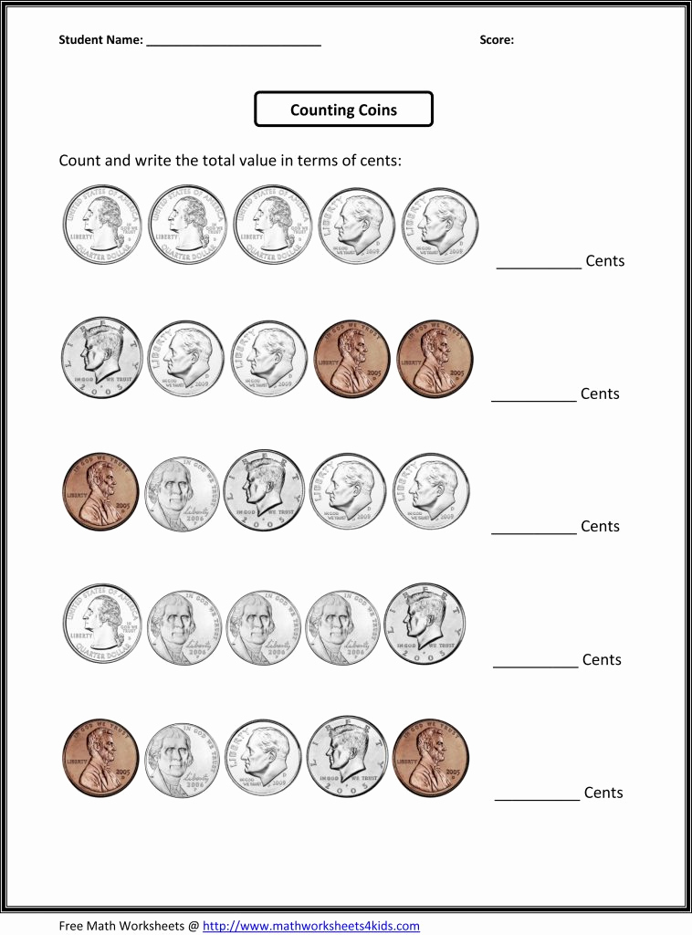 Money Worksheets 3rd Grade Beautiful Counting Coins Practice for 3rd Grade