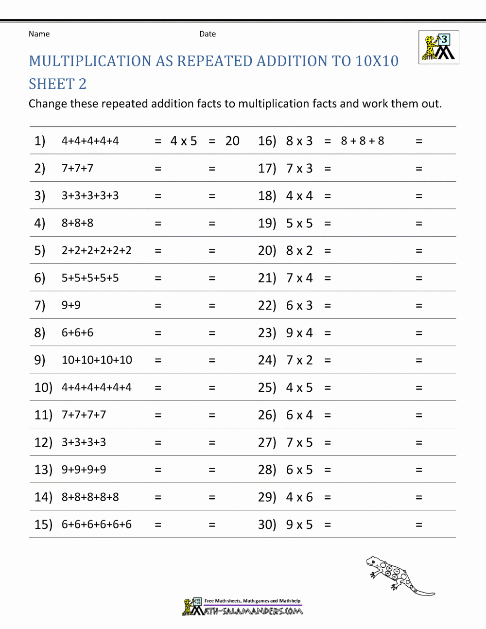 Multiplication Facts Worksheet Generator Beautiful Printable Multiplication for 3rd Grade