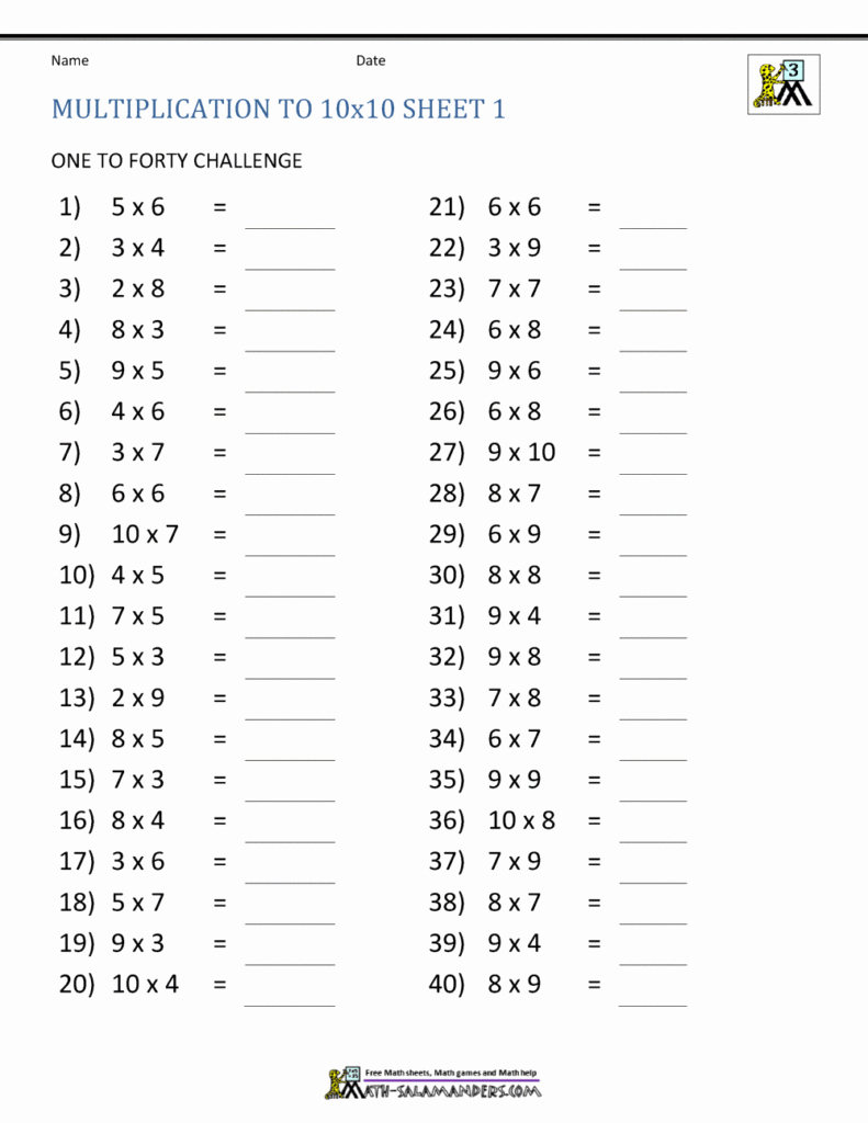 Multiplication Facts Worksheet Generator Best Of Times Table Worksheet Generator