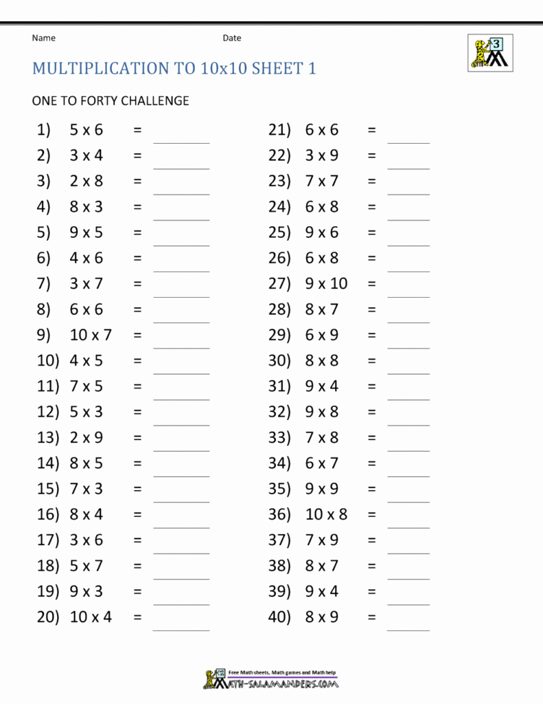 Diy 30 Professionally Multiplication Facts Worksheet Generator Simple Template Design