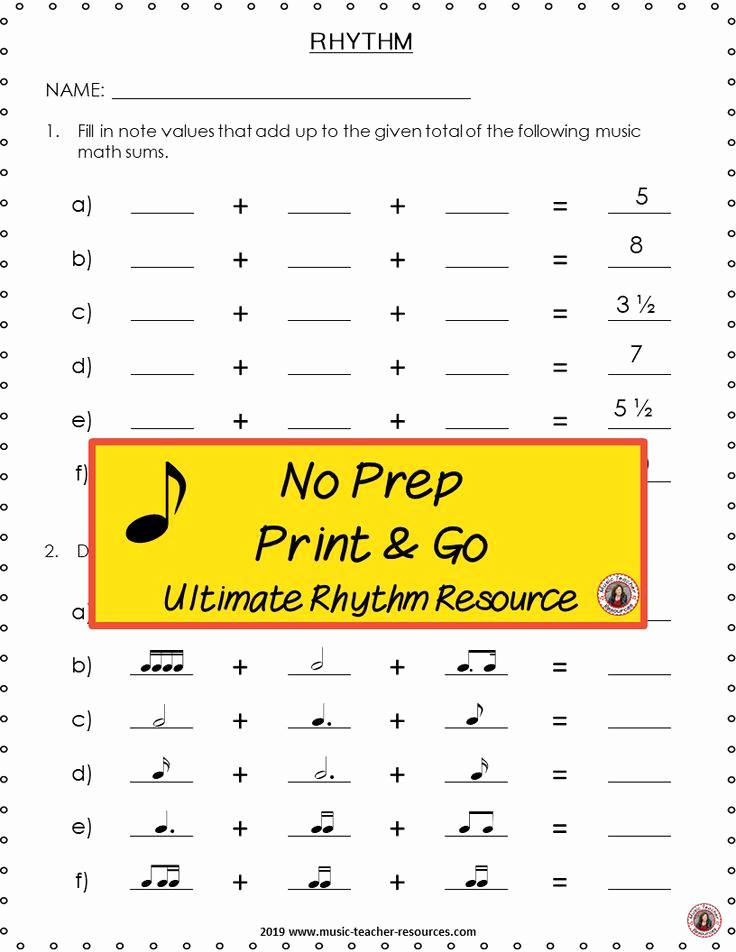 Music theory Worksheet for Kids Awesome Rhythm