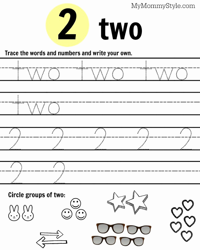 Number 2 Worksheets for Preschool Lovely Free Printable Number Worksheets 1 9 My Mommy Style