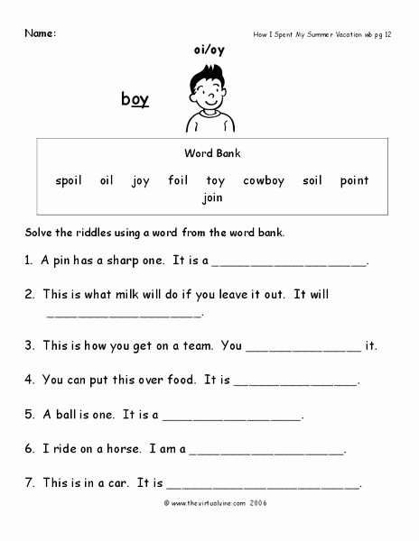 Oi Words Worksheet Luxury Oi Oy Words Worksheet for 1st 2nd Grade
