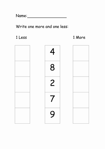 One Less Worksheet New Worksheets Based Around One More One Less by