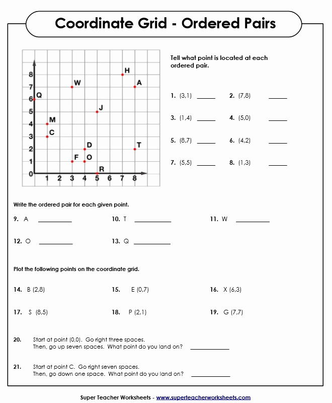 Ordered Pairs Worksheets Luxury ordered Pairs and Coordinate Plane Worksheets