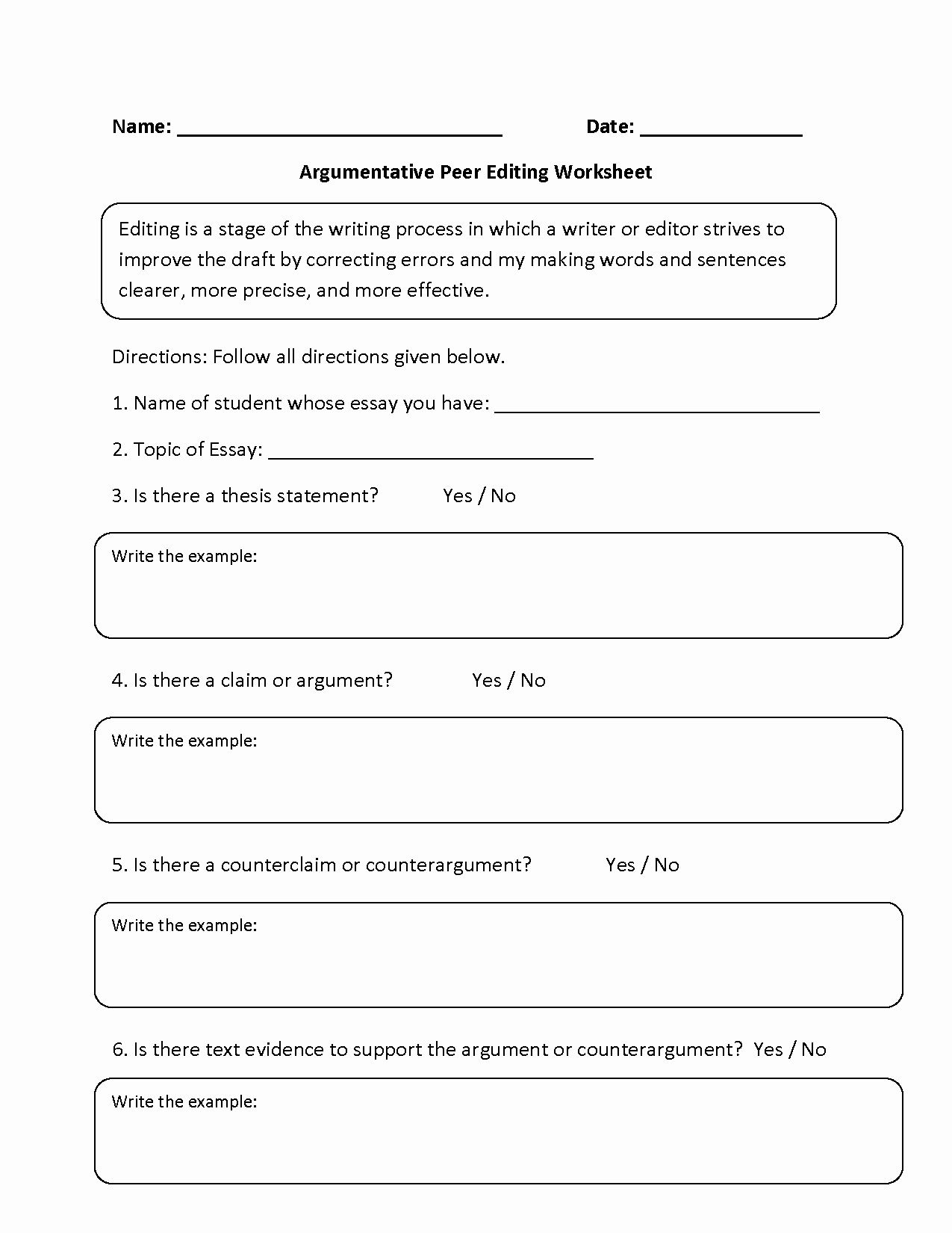 Paragraph Editing Worksheets 4th Grade
