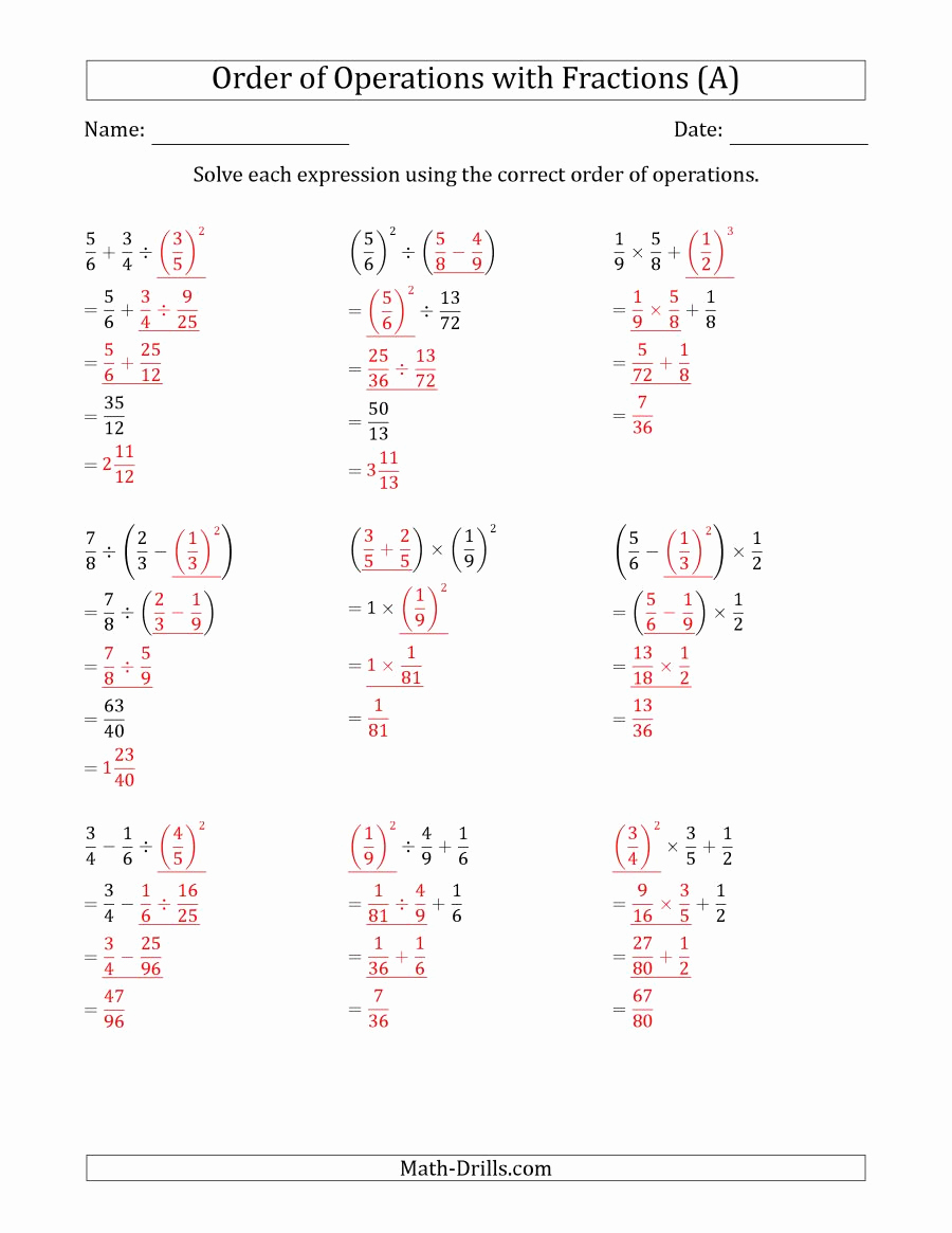 Pemdas Practice Worksheets Beautiful Math Worksheet Pemdas 6th Grade