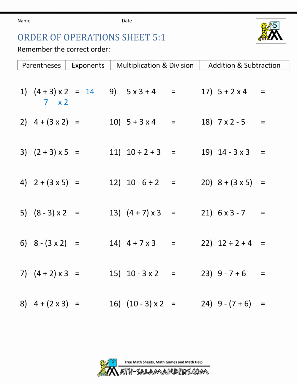 Practice 30 Creative Pemdas Practice Worksheets Simple Template Design